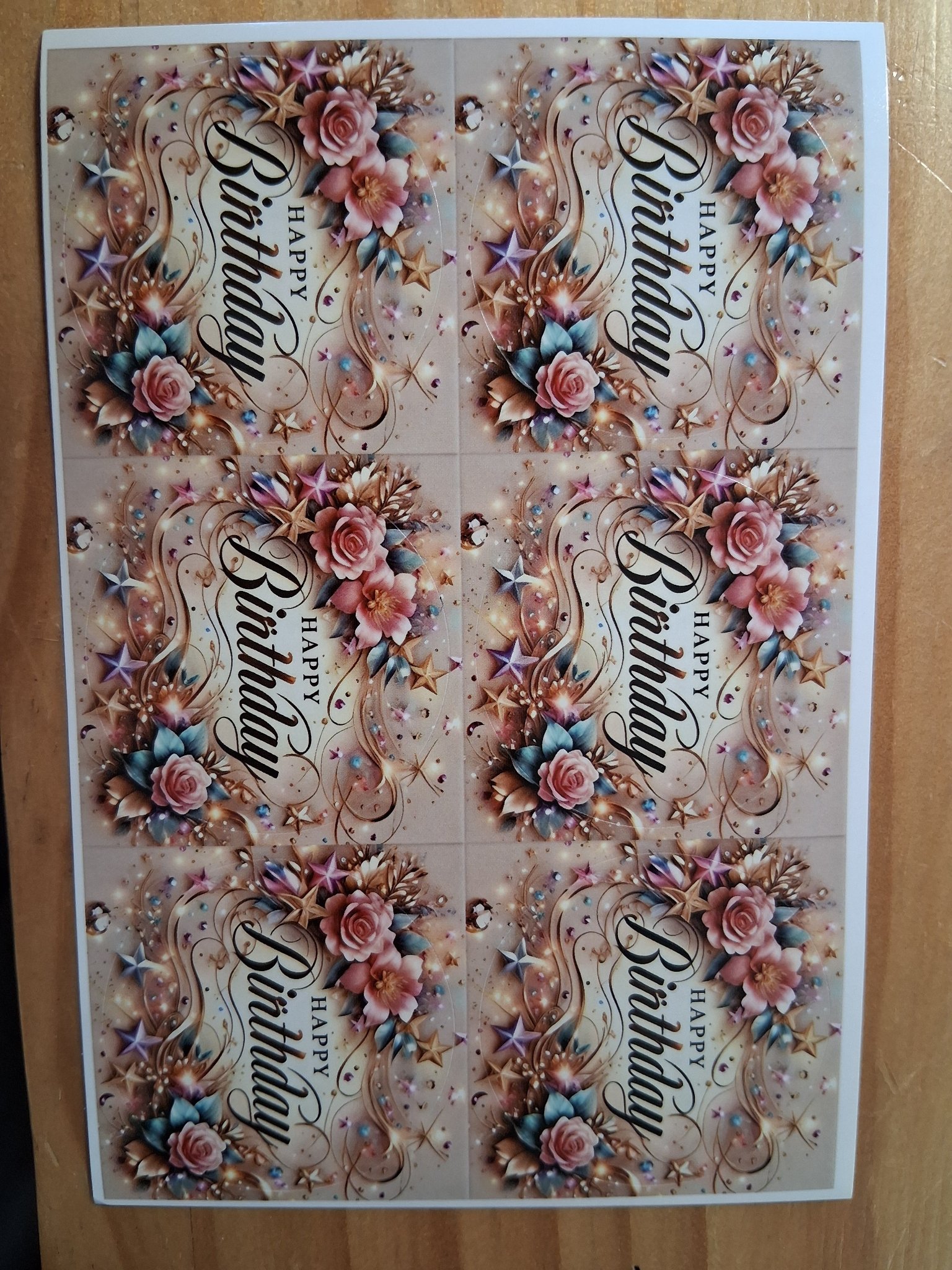 Sticker Pack — 44E Happy Birthday Floral (6 per sheet)